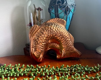Vintage Large Copper and Tin Lined Fish Cake Mold