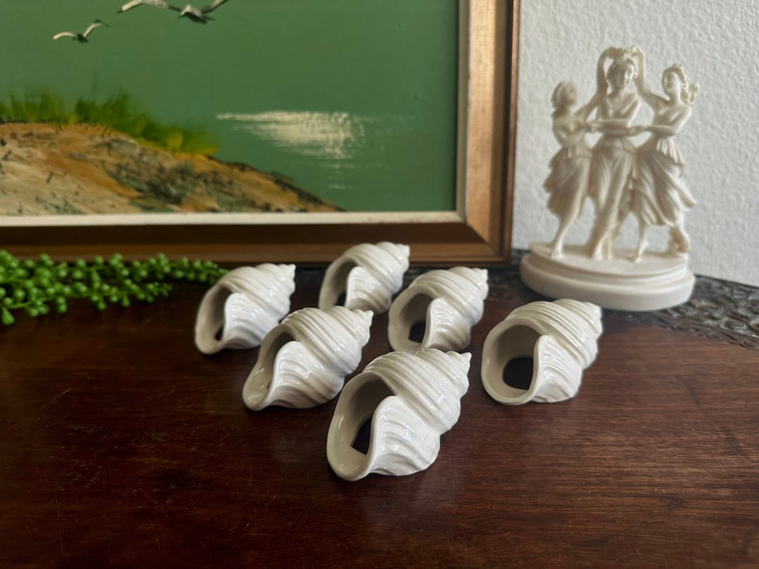 Vintage Porcelain Seashell Napkin Ring Holder Collection, Set of Six Etsy