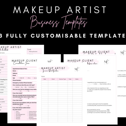 EDITABLE Makeup Artist Forms Client Intake Sheet Etsy