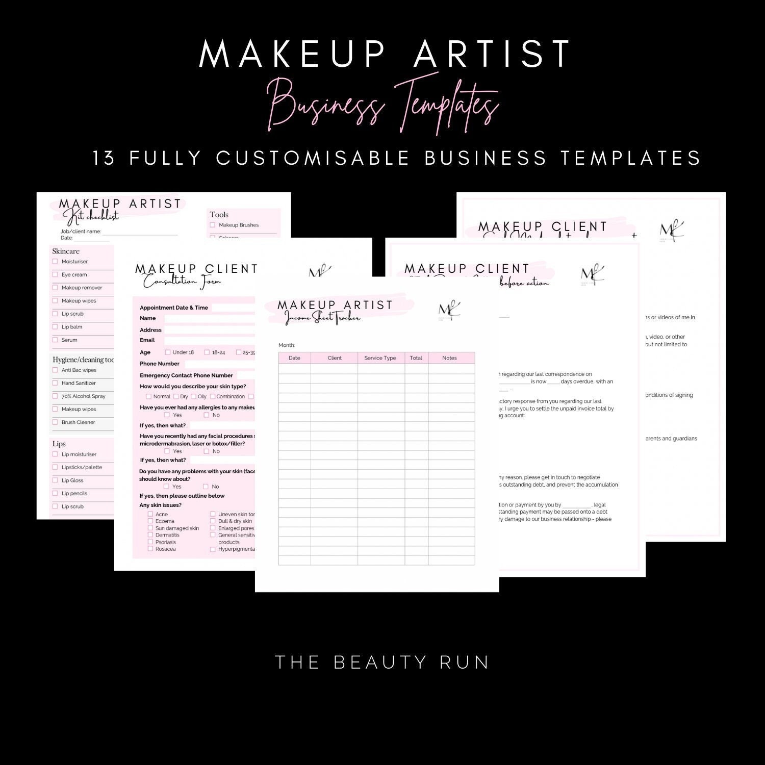 EDITABLE Makeup Artist Forms Client Intake Sheet Etsy