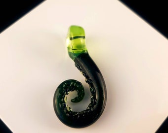 Hand sculpted borosilicate glass octopus tentacle pendant!