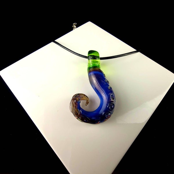 Hand sculpted borosilicate glass octopus tentacle pendant!