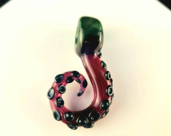 Hand sculpted borosilicate glass octopus tentacle pendant!