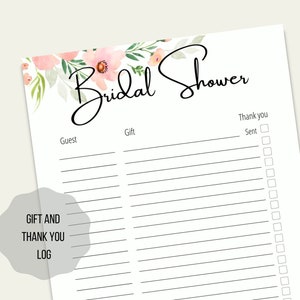 Bridal Shower Gift and Thank You List Keepsake image 1