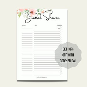 Bridal Shower Gift and Thank You List Keepsake image 4