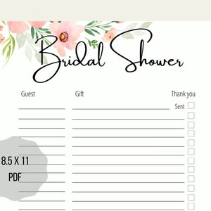 Bridal Shower Gift and Thank You List Keepsake image 2