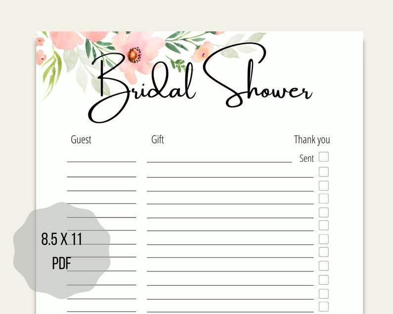 Bridal Shower Gift and Thank You List Keepsake image 2