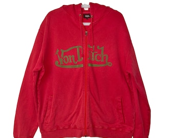 Von Dutch Vintage Kustommade Originals Men's Red Zip Front Hoodie