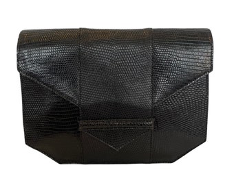 Vintage Sidonie Larizzi Paris Clutch Bag Italian Fine Leather Black 80s Italy
