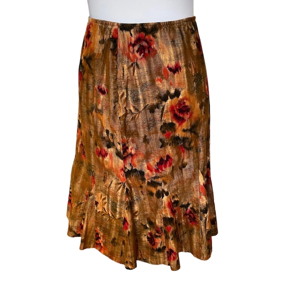 Vintage Betsey Johnson NY Floral Print Brown Cord… - image 1