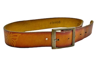 Boho Wide Belt Leather Color Inserts Antique Brass Buckle  display picture 1