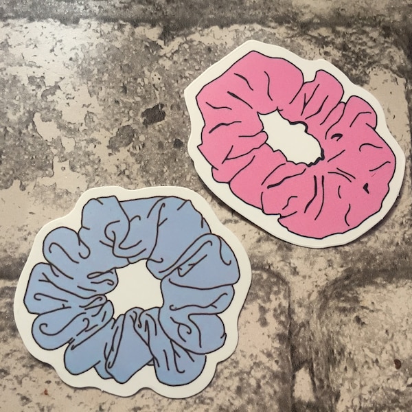 Pastel Scrunchie Stickers, Baby Pink Blue, VSCO Y2K Aesthetic, Gloss Vinyl, Scrapbook Laptop Luggage Bike Decals, Stocking Advent Filler