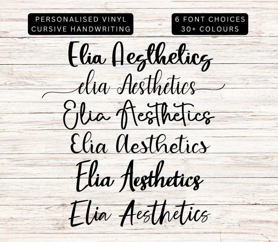 PERSONALISED Vinyl Decal Sticker, Cursive Handwriting Styles ...