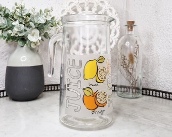 Carafe aux agrumes vintage en verre, carafe citronnade orangeade