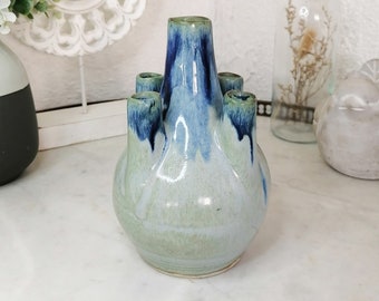 Lovely flower pick / vase in enamelled stoneware