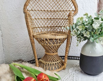 Small vintage rattan armchair model Emmanuelle, vintage doll chair