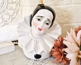 Base de lámpara de cerámica Pierrot vintage