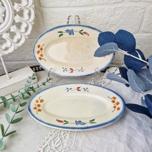 Deux petits raviers Chamonix France petites assiettes ovales vintage