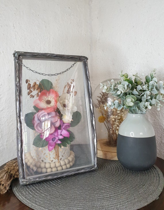 Vintage Frame Flowers in Glass and Metal Etsy