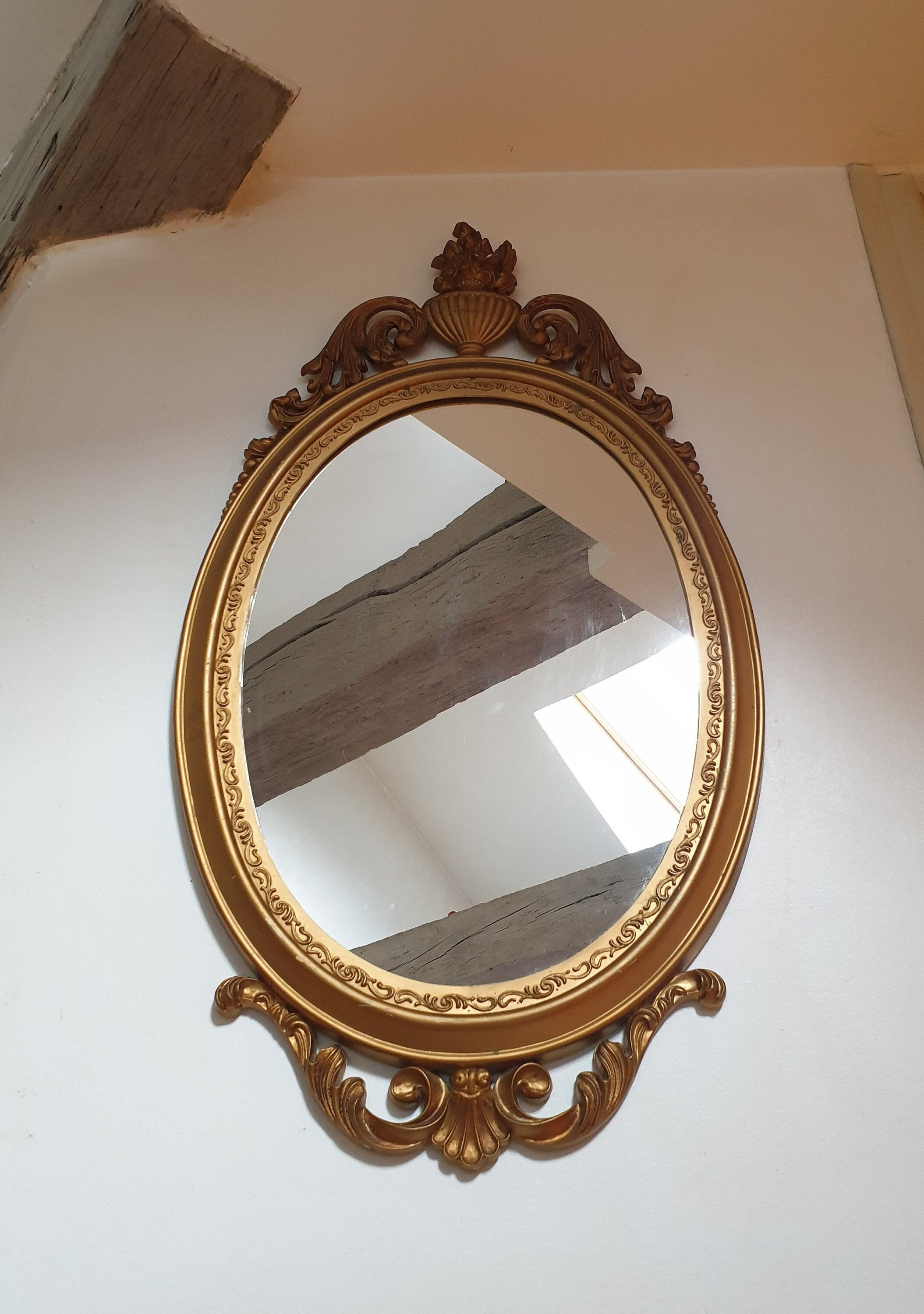 Miroir Italien Style Louis Xvi en Résine Dorée