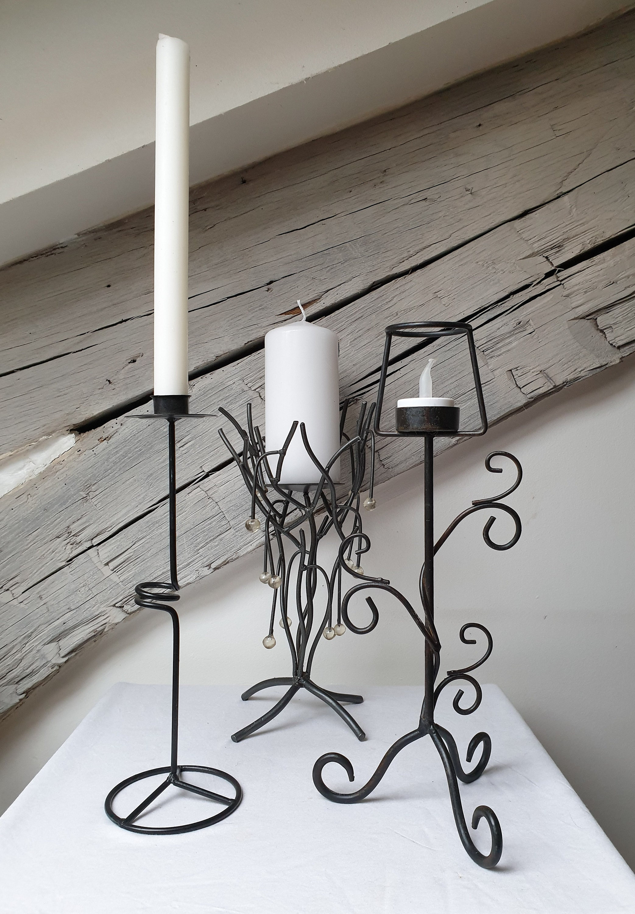 Lot de 3 Bougeoirs Vintage en Métal