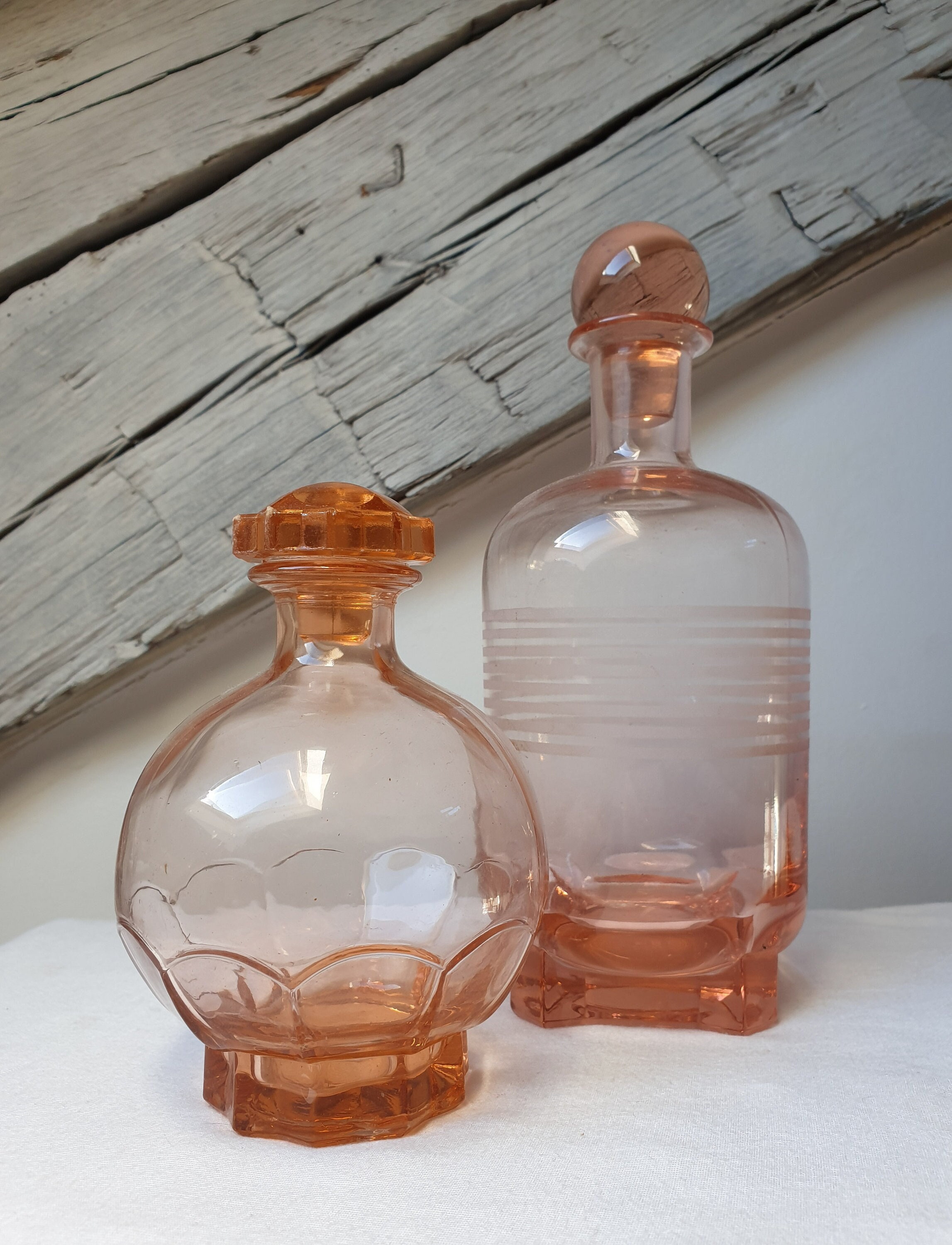 Deux Belles Carafes en Verre | Liqueur... Vintage Style Art Déco Français