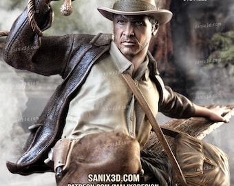 Peinta 3D - Figurine en résine à peindre, Univers de chez Sanix - Indiana Jones - Impression 3D en 8K - Echelle 1/10eme