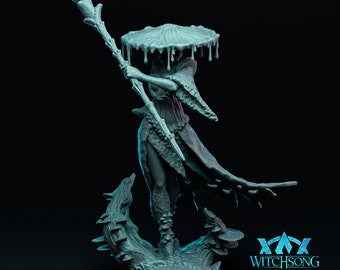 Figurine en résine à peindre, dans l'univers de Witchsong Miniatures - The Fungal Queen Presides - Imprimé en 8k