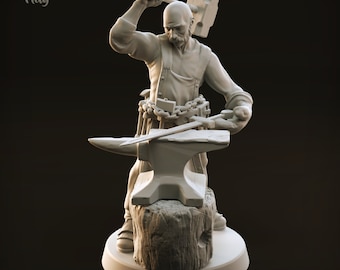 3D-bemalt – Harzfigur zum Bemalen, im Universum von Cast n Play – Schmied – gedruckt in 8 K – Maßstab 25 mm