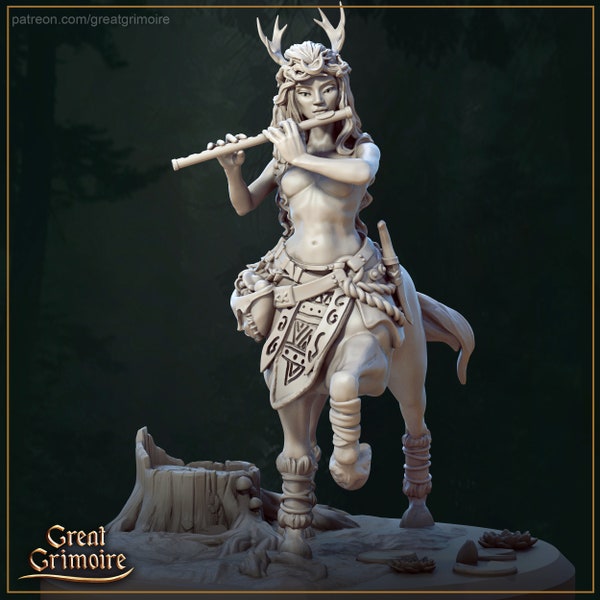 Resin figurine to paint from Great Grimoire, the Universe Beyond the Evergreen Forest - Orelaia The Сentaur Bard - Printed in 8K