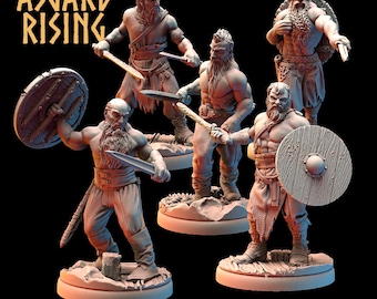 Painted3D - Resin figurine to paint from Asgard Rising Miniatures - Viking Warriors V. 2 - Scale 25mm