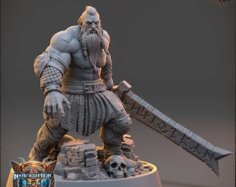 Peinta 3D - Figurine en résine à peindre, dans l'univers de Northmen of the Howling Glacier de chez Daybreak Miniatures - Rogur Red