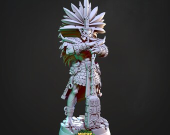 Peinta 3D - Figurine en résine à peindre, dans l'univers de Masks of Kiimil de chez Cast'n Play - Yaotl, Kilüimil Emperor [25mm]