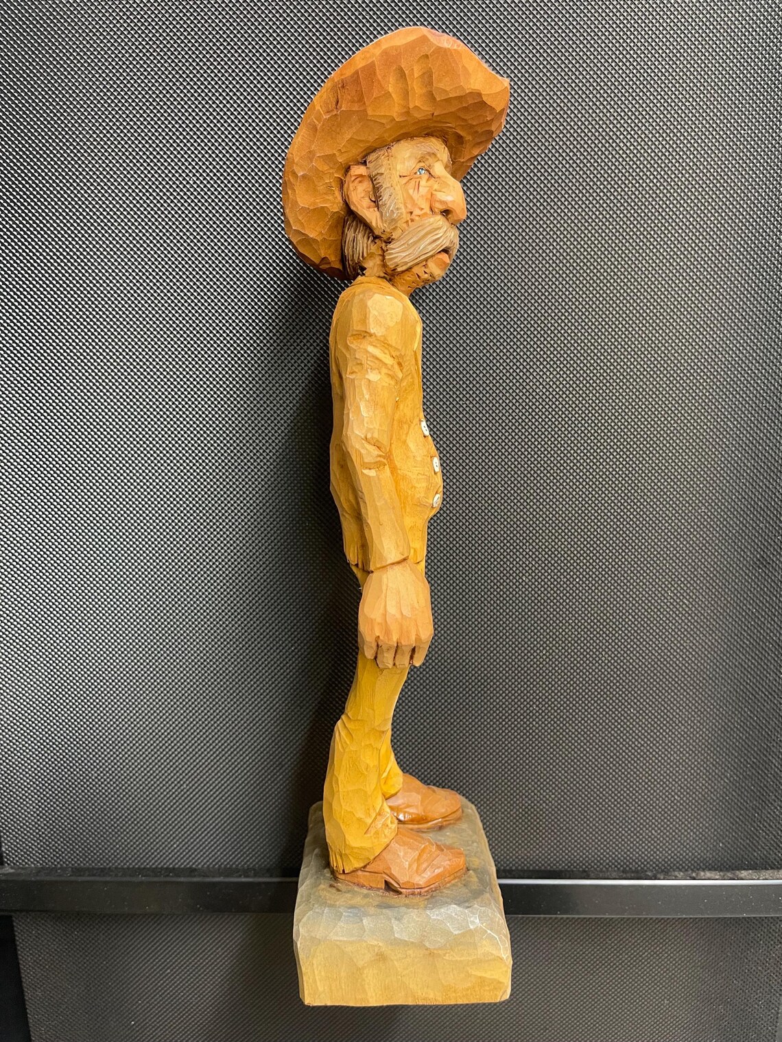 Hand-carved 13.5” Cowboy Wood Sculpture – Full-size Basswood Caricature ...