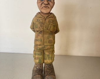 Army Soldier Handmade Wood Carving