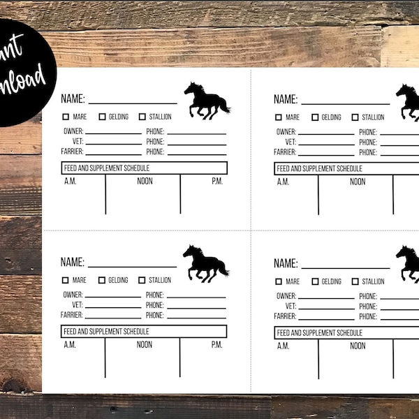 Horse Stall Cards - Etsy