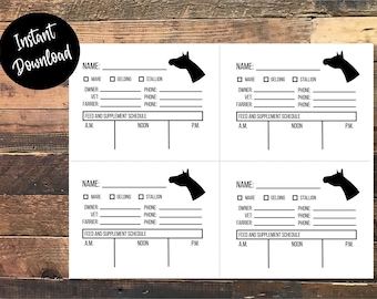Printable Stall Cards Horse - Etsy