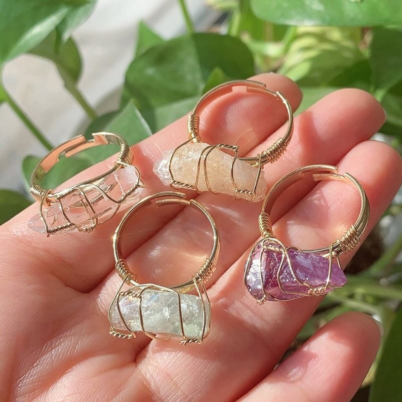 Raw Crystal Ring Raw Stone Ring Raw Diamond Ring Clear Etsy