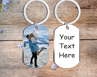 Llavero con foto personalizado, llavero con imagen personalizada, llavero con texto personalizado, llavero con foto de doble cara, regalo para novio