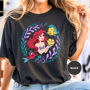 Vintage shirt Ariel Princess Flounder and Sebastian The Little Mermaid, Disney Ariel Atlantica T-shirt, familie-uitstapje Magic Kingdom