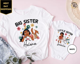 Moana Big Sister Little Sister Shirts, Personalized Big Sister Shirt, Little Sister Matching Set, Moana Shirt, Disney Moana Maui