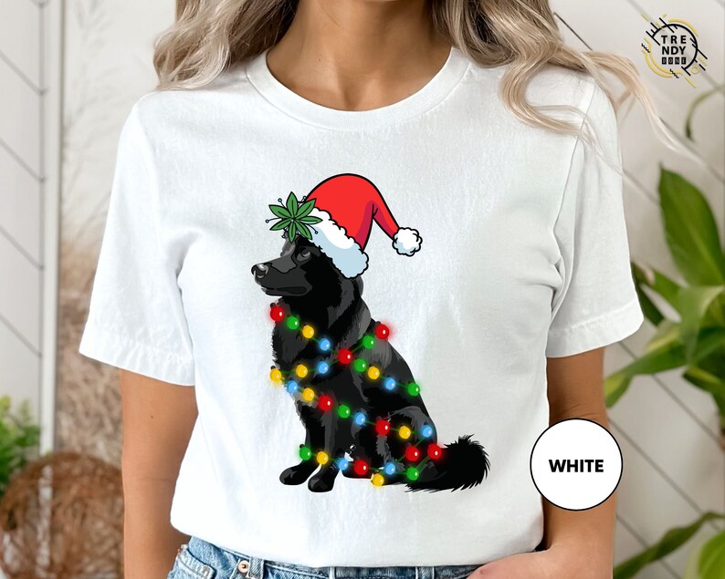 Black Dog Christmas Tree Lights Shirt, Christmas Shirt, Christmas Gift, Christmas Family Shirt