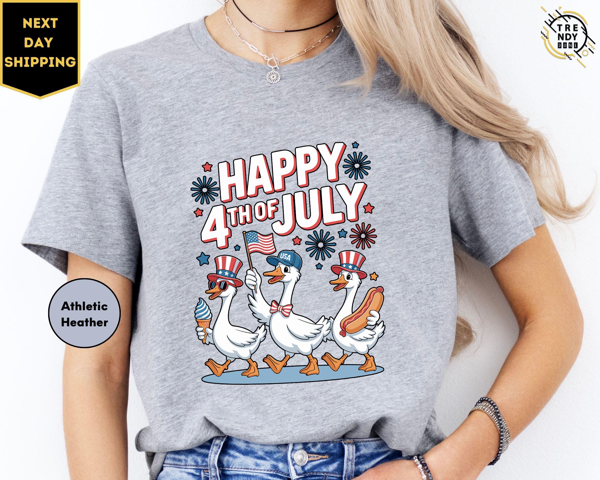 Happy 4th Of July Ducks Shirt, Independence Day Tee, American Goose Shirt, Patriotic USA Flag T-Shirt, Funny Fourth Of July Duck Shirt