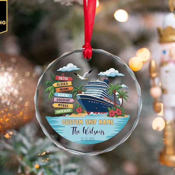 Personalized Cruise Adventure Christmas Ornament, Cruise Ship Vacation Gift, Family Keepsake, Custom Holiday Decoration