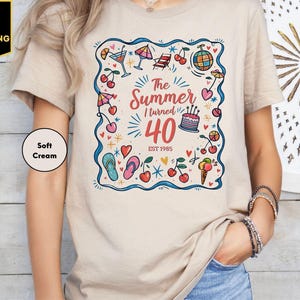 Chemise personnalisée 40e anniversaire, cadeau été 40e anniversaire, t-shirt d&#39;anniversaire personnalisé pour chemise de voyage d&#39;anniversaire, cadeaux pour elle