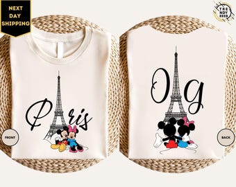 Chemise Disney Paris, chemise Tour Eiffel Mickey Minnie, chemise vacances Disneyland Paris, chemise Paris assortie famille, chemise voyage Disney