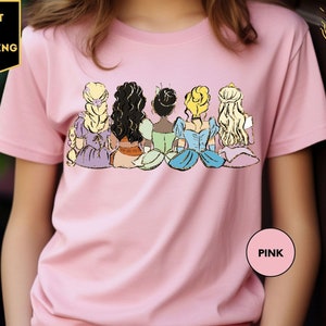 Retro shirt Disney prinses, shirt aquarel prinses, T-shirt Disney reis, Disney prinses, cadeau Disneyworld prinses