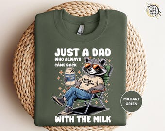 Comfort Colors® Just A Dad Who Always Came Back With The Milk Shirt, Retro Dad Raccoon Shirt , Funny Father’s Day Shirt