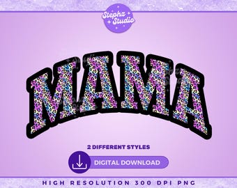 Mamá guepardo holográfica PNG - Mamá de moda - Mamá retro - Mamá divertida - Diseños de sublimación de mamá - Mamá universitaria - Mamá con estampado de guepardo