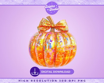 Fall Thanksgiving Disco Pumpkin PNG - Copquette Pumpkin - Pumpkin Patch Girly - Pumpkin Spice - Pumpkin Season - Autumn Sublimation - Trendy